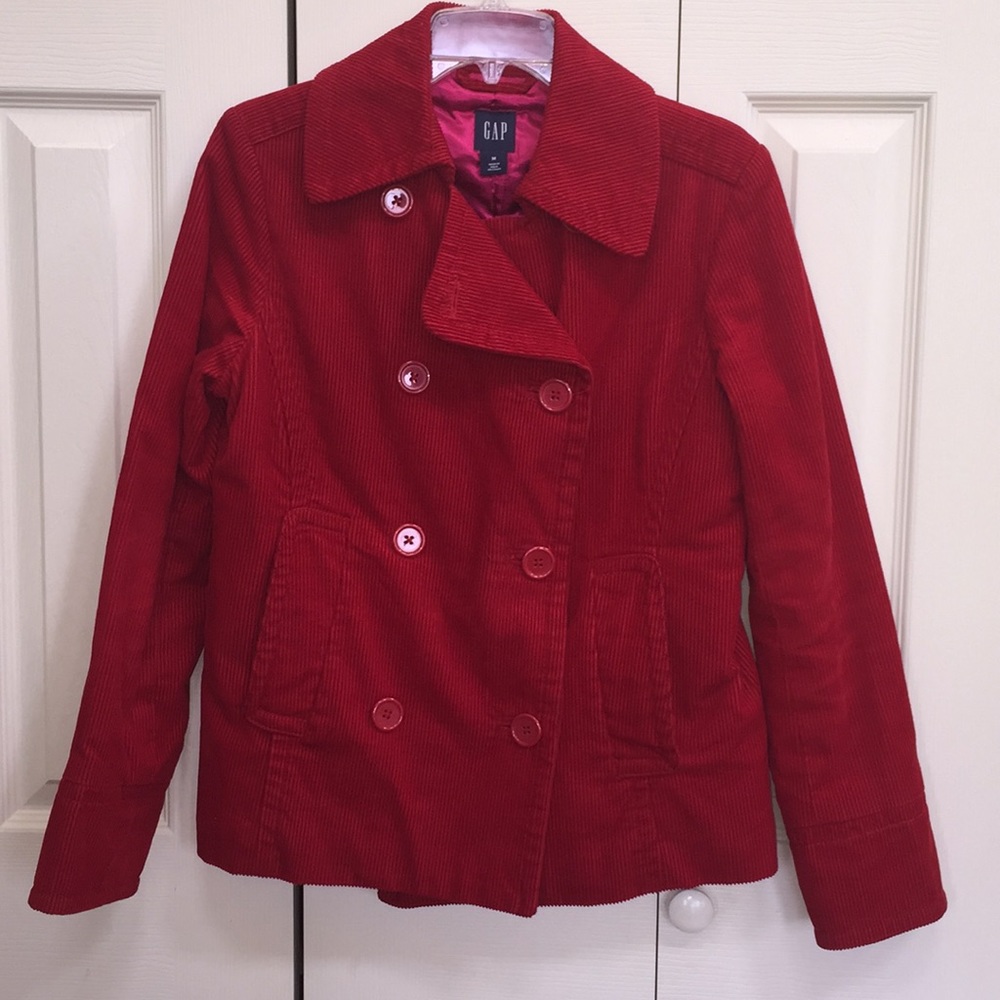 Gap red corduroy pea coat